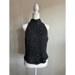 Adriana Papell Boutique Vintage Silk Halter Top‎ Sequined Beaded Formal Size M